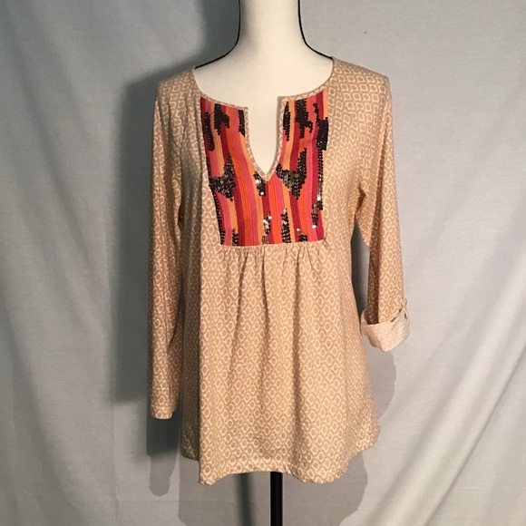 Anthropologie VanessaVirginia Boho Long Sleeve Top - Picture 2 of 8